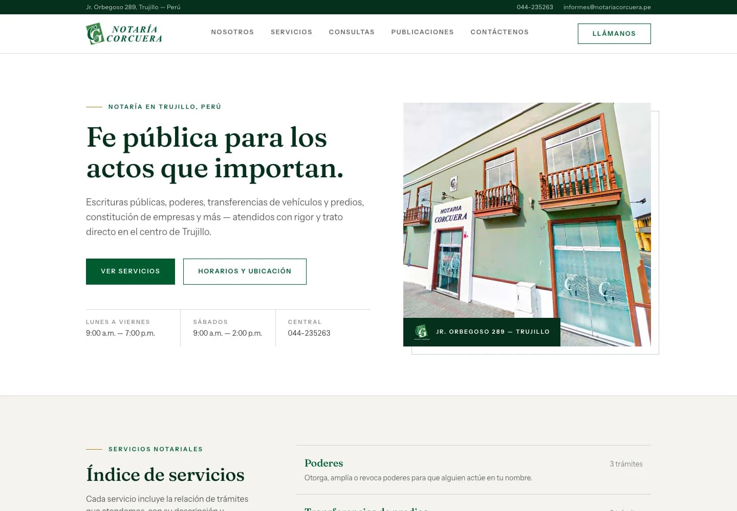 Diseño de la web de Notaría Corcuera
